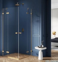 New Trendy Avexa Gold kabina kwadratowa 90x90x200 cm przejrzyste EXK-1781
