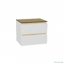 Excellent Tuto 2.0 szafka wisząca front gładki niski biały połysk 60x50x46,5 cm blat dąb Hikora MLEX.2172.K.60.01BL.WHWH