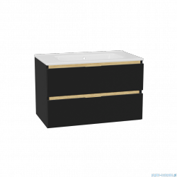 Excellent Tuto 2.0 szafka wisząca z umywalką PIK 80x50x46,5 cm front gładki niski czarny MLEX.2172.K.80.0165.BKBK