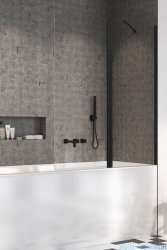 Radaway Nes Black Pnd II parawan nawannowy 140cm prawy czarny mat/szkło przejrzyste 10009140-54-01R