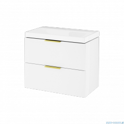 Excellent Blanko szafka 64 cm, biały połysk z umywalką bez otworu na baterię, uchwyty złoty połysk MLEX.6327.K.640.WHGL