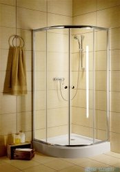 Radaway Classic A Kabina prysznicowa półokrągła z drzwiami przesuwnymi 80x80x185 szkło przejrzyste profile białe 30010-04-01