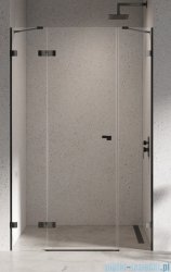 New Trendy Eventa Black Chrome drzwi wnękowe pojedyncze z dodatkową ścianką 110x200 cm przejrzyste lewe czarny połysk EXK-6137