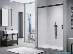 SanSwiss Cadura Black Line drzwi przesuwne 100cm jednoskrzydłowe lewe z polem stałym profile czarny mat CAS2G1000607