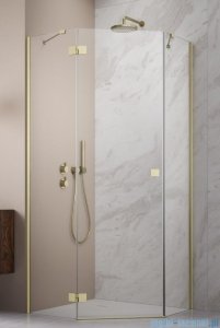 Radaway Essenza Ptj Brushed Gold kabina pięciokątna 90x90cm lewa szkło przejrzyste 1385010-99-01L/1385050-01-01