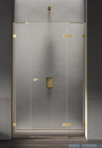 New Trendy Eventa Gold Shine drzwi wnękowe pojedyncze z dodatkową ścianką 110x200 cm przejrzyste prawe Złoty połysk EXK-4682