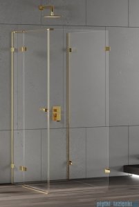 New Trendy Eventa Gold Shine kabina prysznicowa przyścienna z drzwiami bocznymi 80x100x200 cm przejrzyste lewe Złoty połysk EXK-4828
