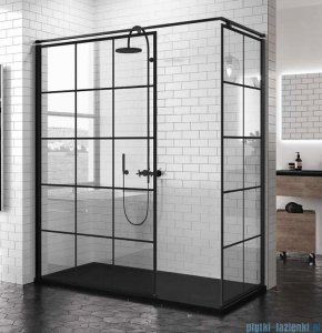 Novellini Kuadra H kabina walk-in kwadraty 160x80cm czarna KUADH100-81H/KUADH80-81H/KUADHSF-H