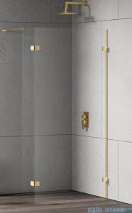 New Trendy Eventa Gold Shine kabina walk-in 130x200 cm jednoelementowa z dodatkową ścianką przejrzyste Złoty połysk EXK-4856