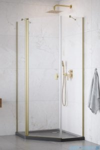 Radaway Nes Brushed Gold Ptj kabina pięciokątna 80x90cm lewa złoto szczotkowane 10052000-99-01L/10052600-99-01