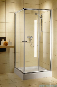 Radaway Classic C Kabina prysznicowa kwadratowa z drzwiami przesuwnymi 80x80 szkło fabric profile białe 30060-04-06