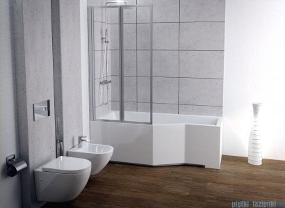 Besco Integra 150x75cm Wanna asymetryczna Lewa + parawan 2-skrzydłowy #WAI-150-PL2