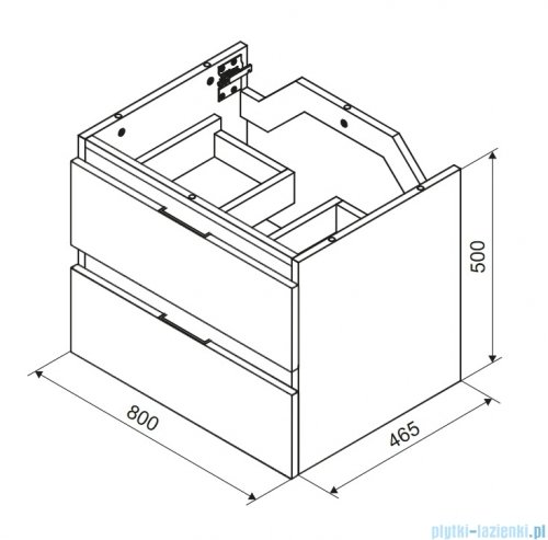 Excellent Tuto 2.0 szafka wisząca front gładki niski czarny 80x50x46,5 cm blat jasny szary MLEX.2172.K.80.01SJ.BKBK