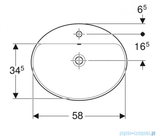 Geberit VariForm Umywalka owalna z półką z otworem na baterię 60x48cm KeraTect 500.724.00.2