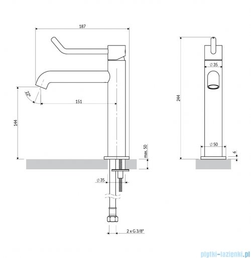 Omnires Inclusive Design bateria umywalkowa nikiel szczotkowany 23cm Y1212CID-NI