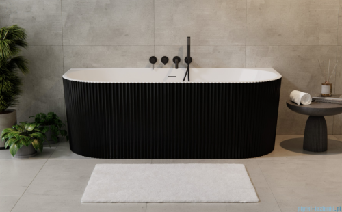 Besco Leya B&amp;W 170x78cm wanna wolnostojąca przyścienna ryflowana akrylowa + syfon klik-klak chrom #WASB-170-L