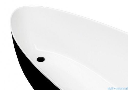 Besco Goya XS B&amp;W 160x70cm wanna wolnostojąca biało-czarna MATOWA+ odpływ klik-klak czarny czyszczony od góry #WMMC-160GKB
