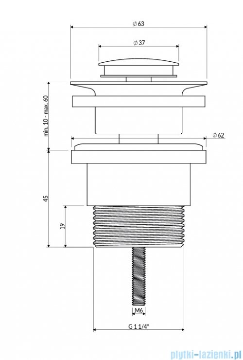 Omnires korek klik-klak umywalkowo-bidetowy czarny mat A47BL