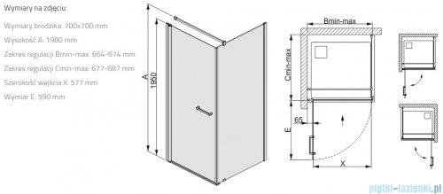 Sanplast Prestige III KNDJ/PRIII kabina kwadratowa 70x70x198 cm czarny matowy 600-073-0010-59-401