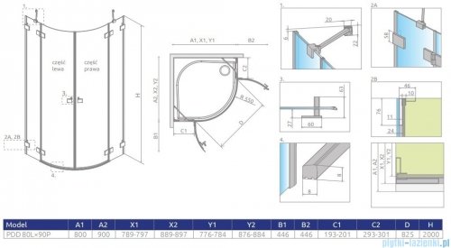Radaway Essenza Pro Black Pdd kabina 80x90cm czarny mat/szkło przejrzyste 10095080-54-01L/10095090-54-01R