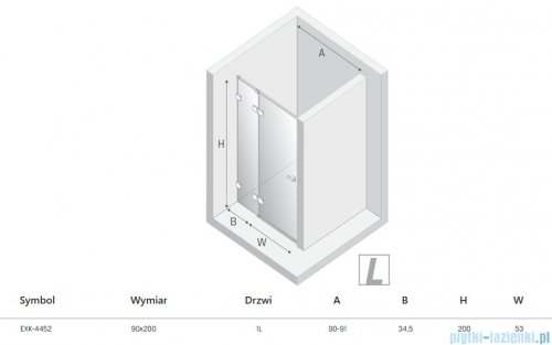 New Trendy Eventa drzwi wnękowe pojedyncze 90x200 cm przejrzyste lewe chrom EXK-4452