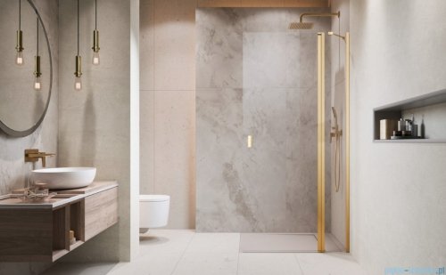 Radaway Nes KDD II Gold kabina walk-in 90cm prawa złoty połysk szkło przejrzyste 10031090-09-01R