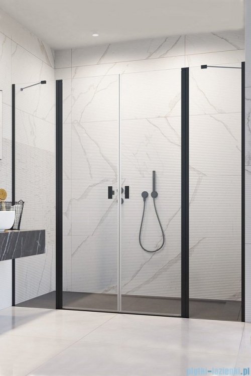 Radaway Nes 8 Black Dwd II drzwi wnękowe 180cm W2 czarny mat/szkło przejrzyste 10081093-54-01/10080187-54-01