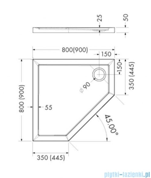 Schedpol Schedline Sharper brodzik pięciokątny 80x80x5cm 3S.S1PK-8080