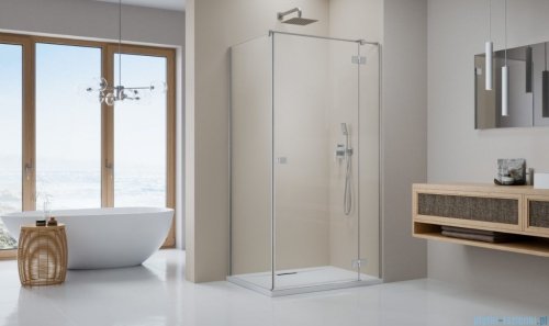 Radaway Essenza Kdj Brushed Nickel kabina 100x100cm prawa szczotkowany nikiel 1385040-91-01R/1384052-01-01