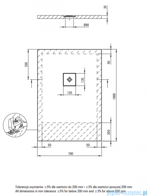 Deante Silia Brodzik akrylowy prostokątny 100x70 cm biały KSKA00710B