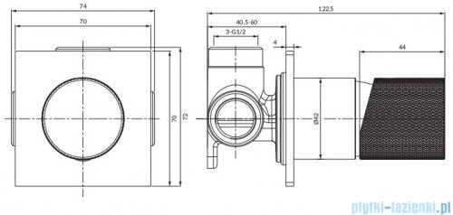 Omnires Contour bateria prysznicowa podtynkowa złoto szczotkowane CT8045GLB
