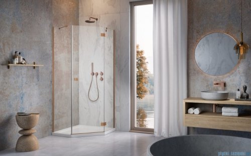 Radaway Essenza 8 Brushed Copper Ptj kabina pięciokątna 80x90cm prawa szczotkowana miedź 10490000-93-01R/10490400-01-01