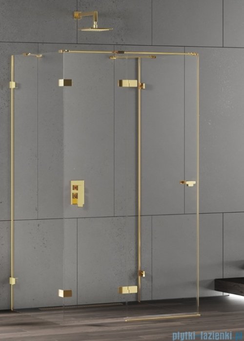 New Trendy Eventa Gold Shine kabina prysznicowa przyścienna 90x90x200 przejrzyste Lewa Złoty połysk EXK-4800