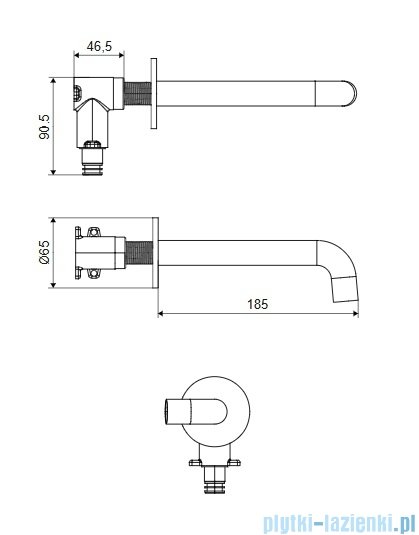 Excellent Delta Pi wylewka wannowa ścienna 185 mm czarny mat AREX.1243BL