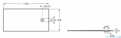Roca Magma 170x90cm brodzik prostokątny kompozytowy STONEX BEŻOWY APE016A438403650