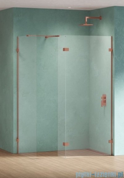 New Trendy Eventa Copper Shine kabina walk-in 110x90x200 cm z dodatkową ścianką przejrzyste miedź połysk EXK-6549/EXK-6554