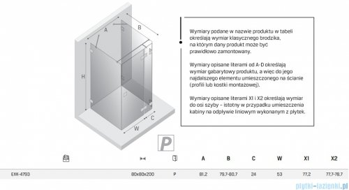 New Trendy Eventa Gold Shine kabina prysznicowa przyścienna 80x80x200 przejrzyste Prawa Złoty połysk EXK-4793