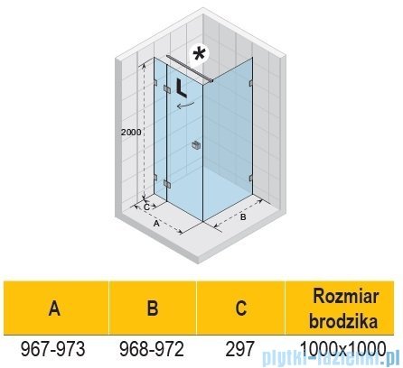 Riho Scandic NXT X203 kabina prysznicowa lewa 100x100cm chrom G001061120