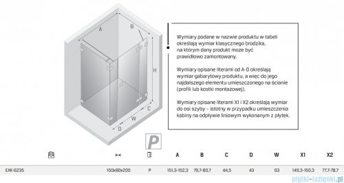 New Trendy Eventa Black Chrome kabina prysznicowa prostokątna 150x80x200 cm prawa przejrzyste czarny połysk EXK-6235