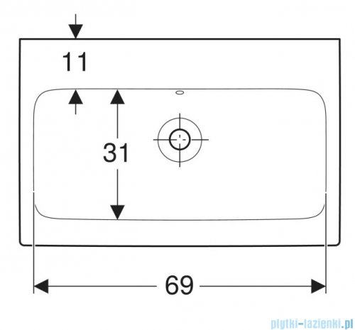 Geberit iCon Umywalka ścienna bez otworu na baterię z przelewem 75 x 48,5 cm KeraTect 124078600