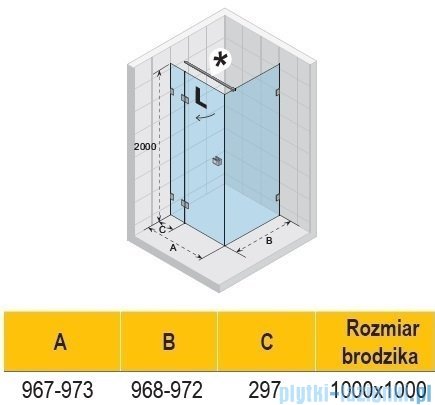 Riho Scandic NXT X203 kabina prysznicowa lewa 100x100cm czarna G001061121
