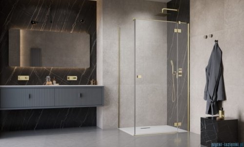 Radaway Essenza Kdj Brushed Gold kabina 100x100cm prawa szczotkowane złoto 1385040-99-01R/1384052-01-01