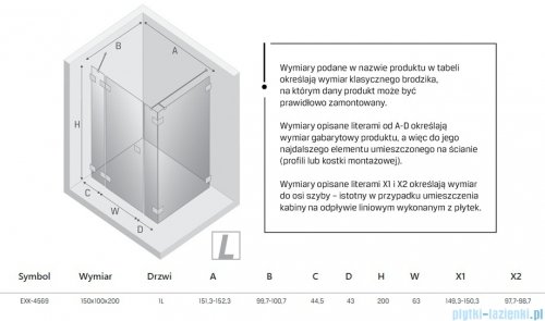 New Trendy Eventa kabina prysznicowa prostokątna 150x100x200 cm lewa EXK-4569