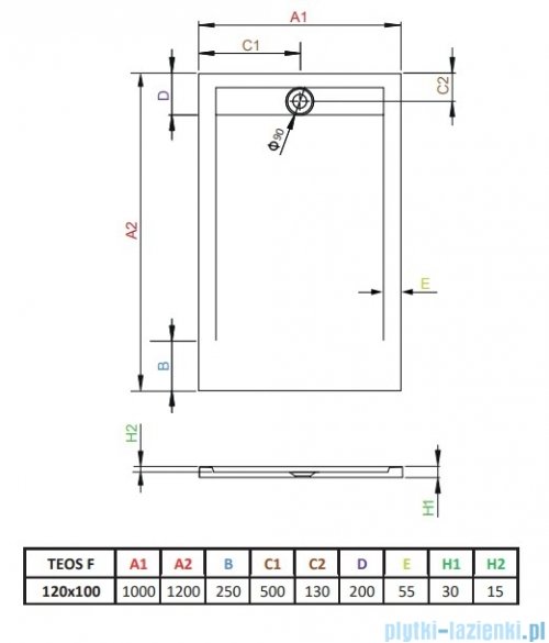 Radaway Teos F brodzik 120x100cm biały HTF120100-04