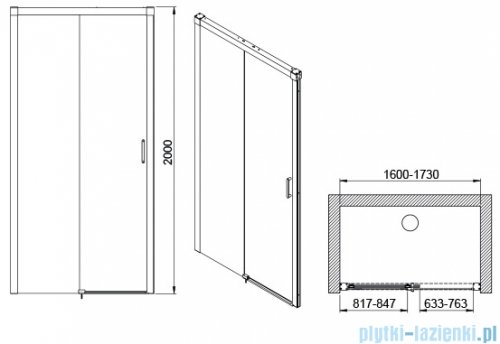 Sanplast Exa Line D2/EXA LINE drzwi przesuwne 160-170x200 cm czarny matowy 600-540-2570-59-401