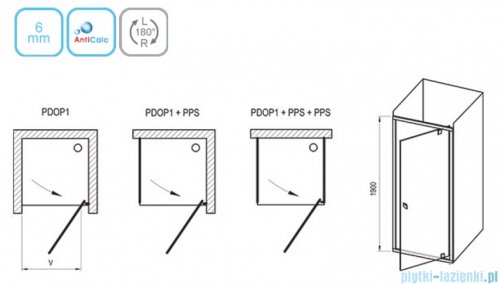 Ravak Drzwi prysznicowe obrotowe Pivot PDOP1-80 białe/białe transparent 03G40101Z1