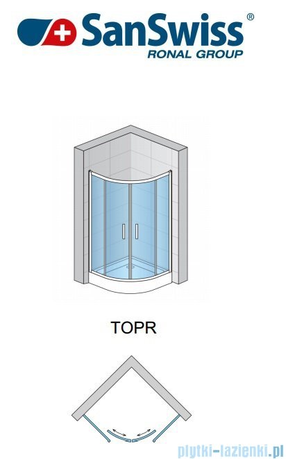SanSwiss Top-Line TOPR Kabina prysznicowa półokrągła 80cm profil połysk TOPR550805007