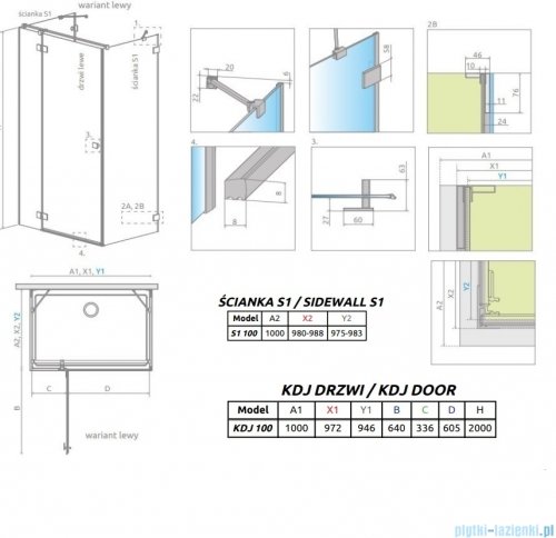 Radaway Essenza Pro Black Kdj+S kabina 100x100x100cm lewa czarny mat/szkło przejrzyste 10097310-54-01L/10098100-01-01/10098100-01-01