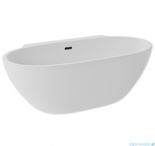 ScandiBath Mandal wanna wolnostojąca/przyścienna z korkiem i przelewem CZARNYM 150x77cm  Q360S-1501OEMBL