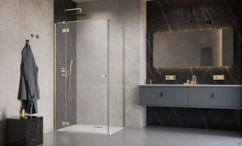 Radaway Essenza Kdj Brushed Gold kabina 120x100cm lewa szczotkowane złoto 1385042-99-01L/1384052-01-01